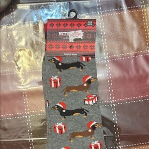 Christmas Dachshund Gray Socks